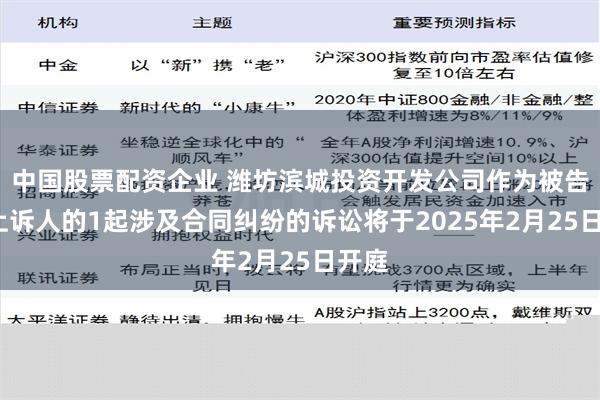 中国股票配资企业 潍坊滨城投资开发公司作为被告/被上诉人的1起涉及合同纠纷的诉讼将于2025年2月25日开庭