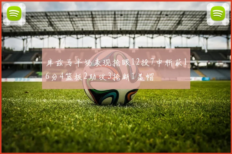 库兹马半场表现抢眼12投7中斩获16分4篮板2助攻3抢断1盖帽